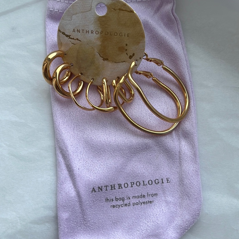 Anthropologie 14k gold-plated brass earrings set of 4